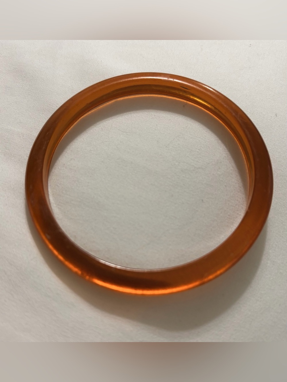 * Vintage Bakelite Bangle Bracelet Semi Translucent Amber Spaceship Shape *